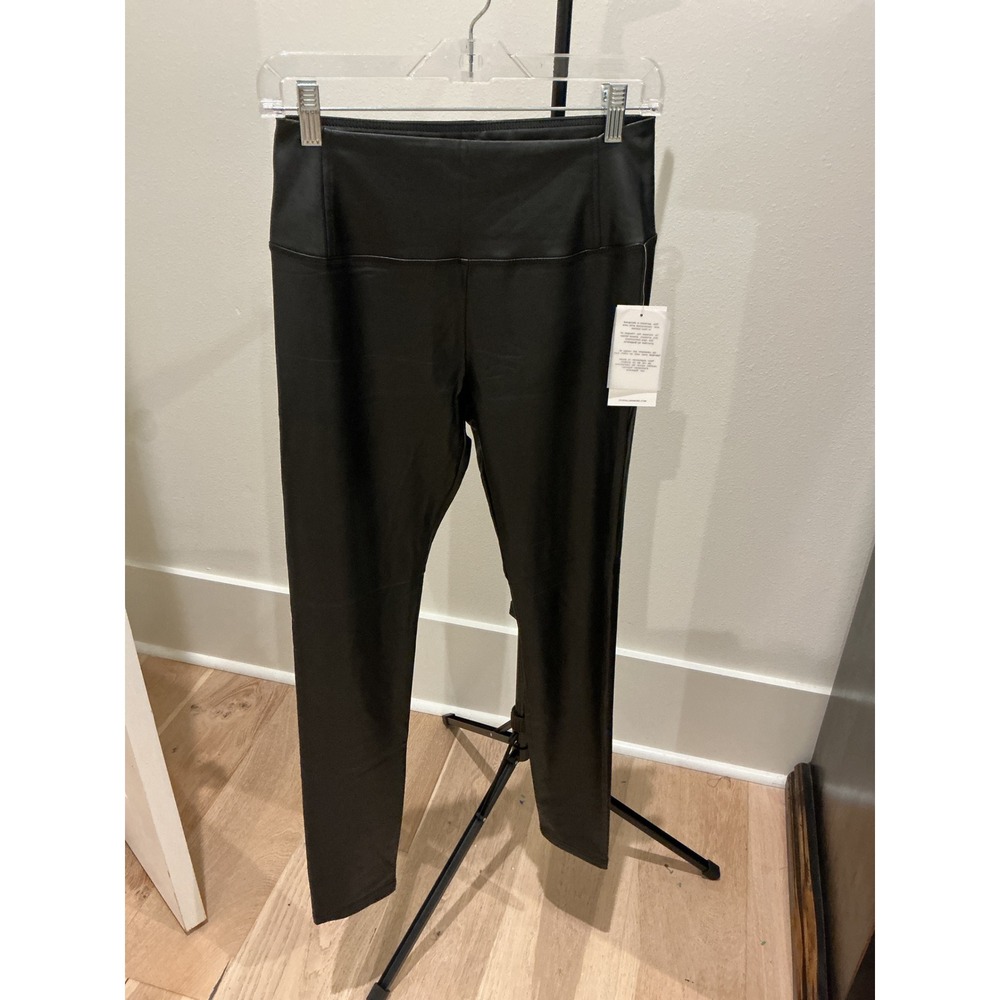 7 For All Mankind Womens Faux Leather Leggings Black High Rise Small NWT